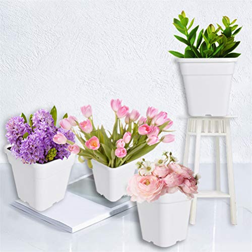 Square Nursery Pots Plant Pots Grow Pots Nursery Container Replacement for Planting Soil Plants 5 Gallon 10Pcs - color: White, size: 5 Gallon