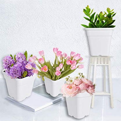 Square Nursery Pots Plant Pots Grow Pots Nursery Container Replacement for Planting Soil Plants 5 Gallon 10Pcs - color: White, size: 5 Gallon