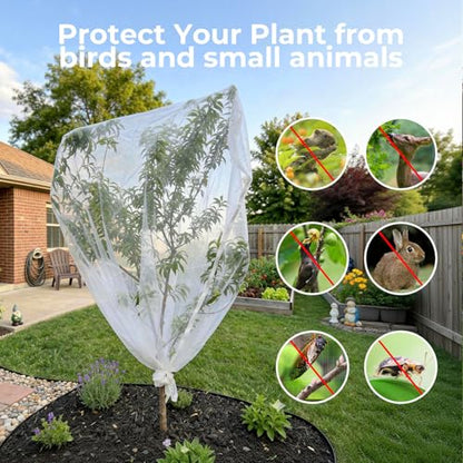 Fruit Tree Netting Cover with Zipper & Drawstring, 2 Packs 6ft x 6ft Insect Bird Barrier Netting for Garden Protection, Ultra Fine Mesh Garden Netting - size: 6 x 6 ft(2 Packs)