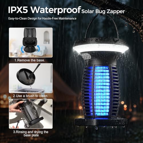 Solar Bug Zapper Outdoor and Indoor, Mosquito Fly Zapper for Home - color: black