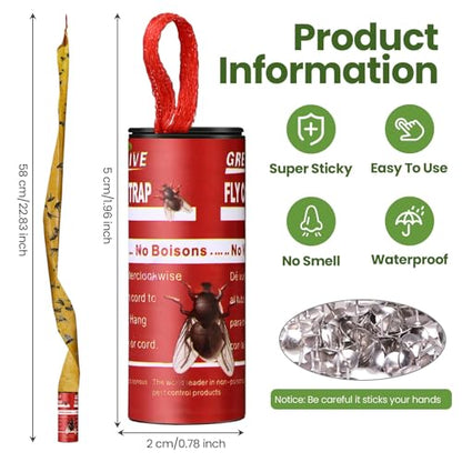 Qualirey 80 Pack Fly Strips Sticky Hanging Indoor Outdoor,Red - color: Red