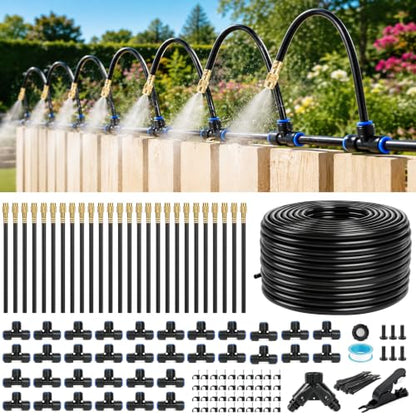 120FT Garden Watering System w/26 Nozzles,360° Bendable Drip Irrigation Kit