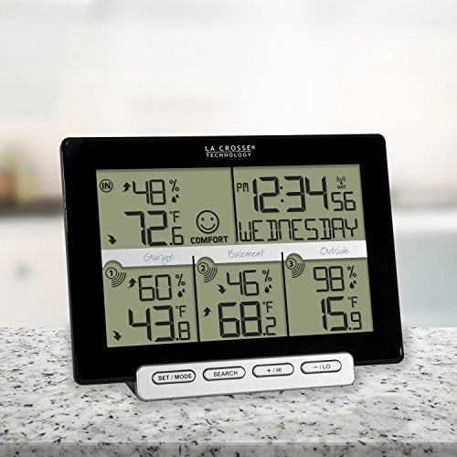 La Crosse Technology 308-1412-3TX-INT Wireless Weather Station (Including 3 Sensors) , Black