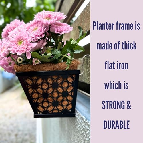 LaLaGreen Black Wall Planter (12 in, 4 Pack) Trough Window Flower Box - size: 12" (30cm) x 4 pack