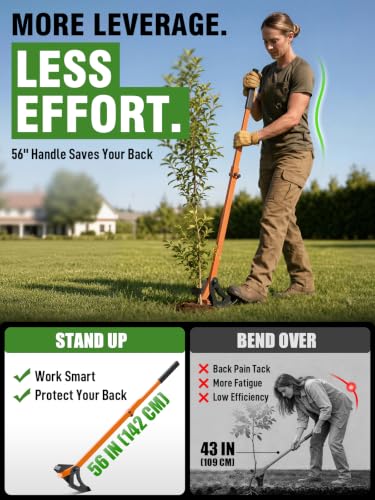 [0.5"-2.2" Heavy Duty] Sapling Puller Tool, 60" High-Leverage Handle Tree Puller Tool, Manual Stump Remover for Complete Root Extraction Woody Plants, Shrubs, Vines and Stumps
