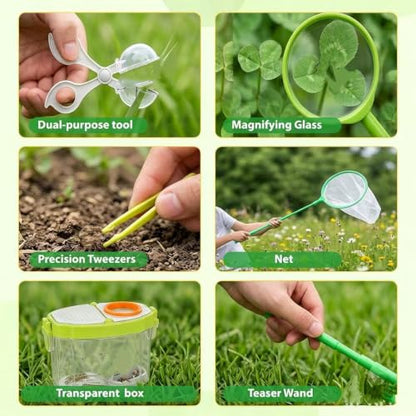 16Pcs Kids Gardening Tools,2-in-1 Kids Garening Wheelbarrow Toys - color: Dark green