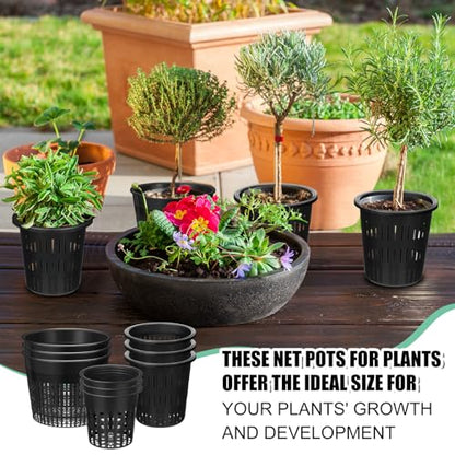 SiliFine 18 Pcs Hydroponic Net Pots, Variety Size Black Plastic for Orchids