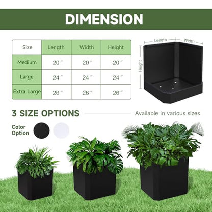 Metal Planter Box 24”L x 24"W x 24"H Large Square Steel Planter Box - color: Black, size: 24"Lx24"Wx24"H