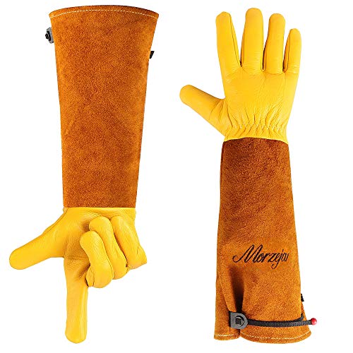 Gardening Gloves for Men&Women, [2026 Updated] Professional Rose Pruning Gloves Thorn Proof, Adjustable Cuff, Breathable Leather Cowhide Long Garden Gloves,Garden Gifts & Tools for Gardener,Yard Work - size: X-Large (Pack of 1)