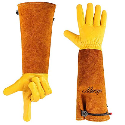 Gardening Gloves for Men&Women, [2026 Updated] Professional Rose Pruning Gloves Thorn Proof, Adjustable Cuff, Breathable Leather Cowhide Long Garden Gloves,Garden Gifts & Tools for Gardener,Yard Work - size: X-Large (Pack of 1)