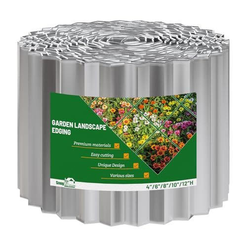 SnugNiture Corrugated Metal Garden Edging,6" x 40' Sturdy Lawn Edging Border,Landscape Edging Border for Lawn, Flower Bed,Garden and Yard - color: Silver