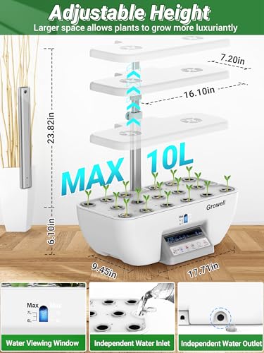 Growell Hydroponics Growing System, 17 Pods Large Indoor Garden with 2 Fans - color: White & Grey