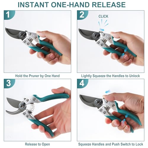 O'Shine 8" Professional Bypass Pruning Shears - Heavy Duty Garden Shears