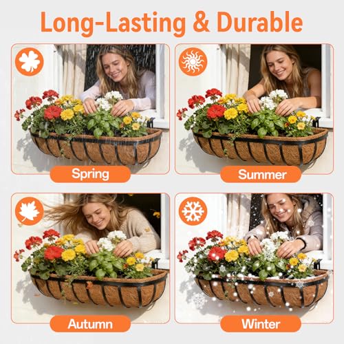 Halatool 30" Coco Liners for Planters, 3Pcs Coconut Liners for Window Boxes - size: 30in