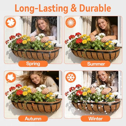 Halatool 36" Coco Liners for Planters, 3Pcs Coconut Liners for Window Boxes - size: 36in