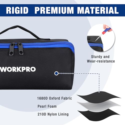 WORKPRO 10" Tool Bags, 3 Pack Zipper Tool Pouch with Wide Mouth Design - color: Black