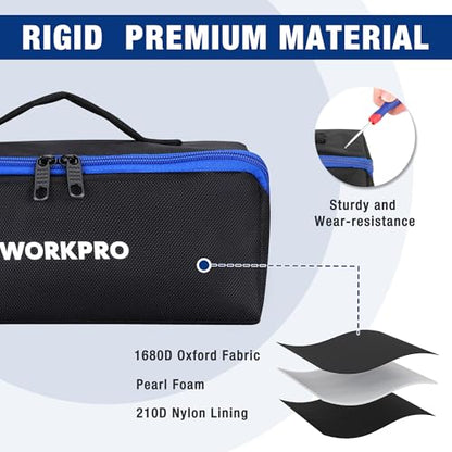 WORKPRO 10" Tool Bags, 3 Pack Zipper Tool Pouch with Wide Mouth Design - color: Black