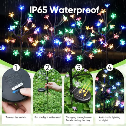 8 Pack Solar Lights Outdoor Waterproof, Garden Lights Solar Flowers - color: Multicolor Cherry 8pack