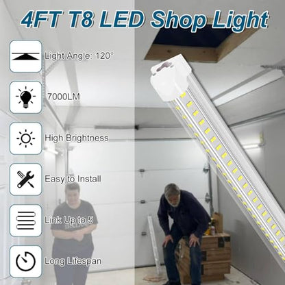 AQIQUUT Led Shop Lights 4FT 50W 6500K 7000LM Clear White,Shop Light 4FT 110V Linkable Integrated V-Shape for Shop Garage,Warehouse,Workbench and Workshop Commercial Bay Lighting(10-Pack) - size: 4FT 6500K 10-Pack
