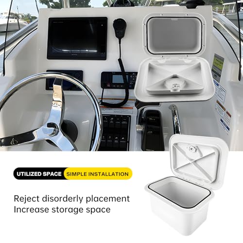 Marine Deck Access Hatch 10.63"×14.76" White/Black Rectangle Boat Hatch & Lid,Boat Deck Hatch Lids - color: white, size: 270-375BOX