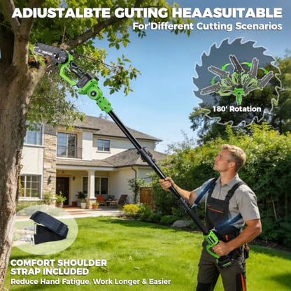 4-in-1 Electric Pole Saw&Pruning Shear Combo, 6" Pole Saw for Tree Trimming - color: Light Green