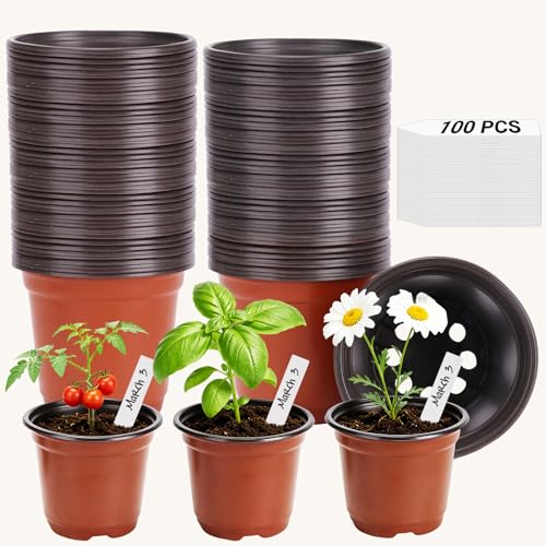 STARSIDE 100-Pack 4 Inch Nursery Pots, Plastic Plant Pots for Seedlings