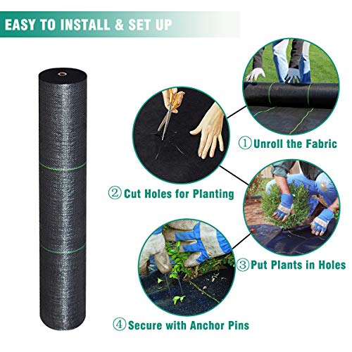 5FTx300FT Weed Barrier Landscape Fabric Heavy Duty 5oz Pro Ground Cover Mat - size: 5oz-5ftx300ft