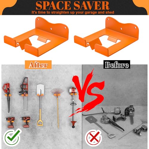 Wall-Mounted Weed Wacker Hanger, Garage Tool Organizer, 1 Pack Orange - color: Orange-1Pcs