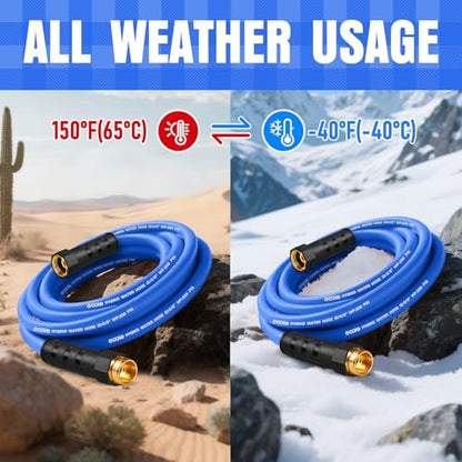 Heavy Duty Garden Hose 25 ft, Non-Expanding Flexible Water Hose, Kink Resistant Lightweight Hybrid Hose, Leakproof Hose Male to Female Fittings - color: Blue, size: 25ft