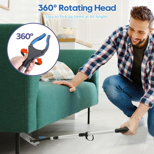 Upgraded 31 Inch Grabber Reacher Tool for Seniors, Trash Picker Upper- Anti Slip Wide Jaw, Stable Center of Gravity, Folds to 12.8 Inch Easy Storage Ideal for Trash Pickup & Surgery Recovery - size: 31 Inch