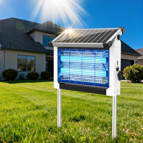 OnBeam Solar Bug Zapper Outdoor, 4500V Mosquito Zapper Fly Trap for Patio - color: White