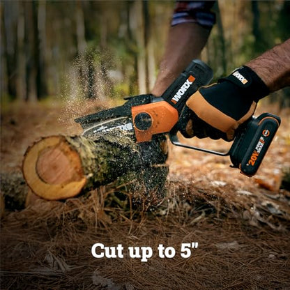 WORX Cordless Mini Chainsaw, 20V 5" Pruning Saw, WG326 - style: 5" 25 ft/s Pruning Saw 2.0Ah Battery