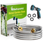 Beitopamz Metal Garden Hose 25 ft with Nozzle, Stainless Steel - size: 25 ft