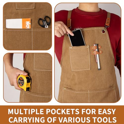 Woodworking Apron Heavy Wax Canvas Work Apron - color: Khaki