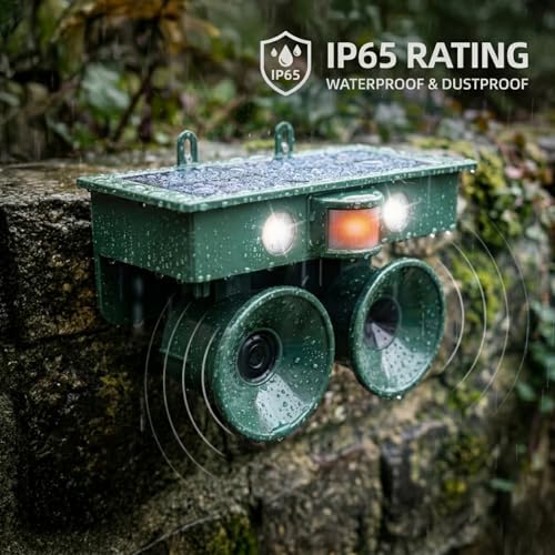 Solar Bird Repeller Outdoor, Woodpecker Deterrent Device for Patio