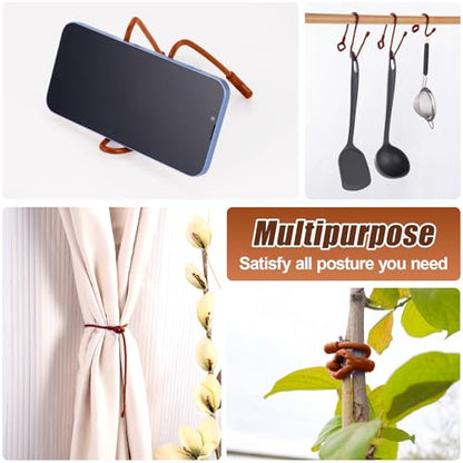 HOMEE 24Pcs Reusable Silicone Cable Twist Ties with Holes 6, 12, 18 inch - color: Brown, size: 6"+12"+18" - 24 PCS