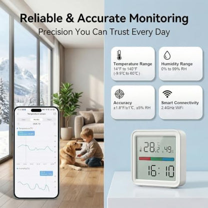 eMylo WiFi Thermometer Hygrometer Digital with App Alerts Data Export