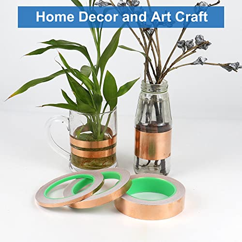 BOMEI PACK Copper Foil Tape 3 Pack (1.97mil x 1inch 1/2inch 1/4inch x 66ft) with Conductive Adhesive for Electrical Repairs, Guitar, Stained Glass, Paper Circuits - size: 3 Pack, 1 Inch/1/2 Inch/1/4 Inch X 66 Ft