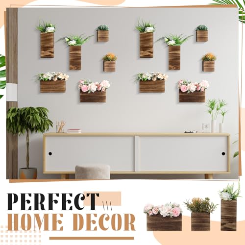 Ziliny 6 Pack Wooden Wall Planters Rustic Hanging Wall Planters, 5 Sizes - size: 5 Sizes