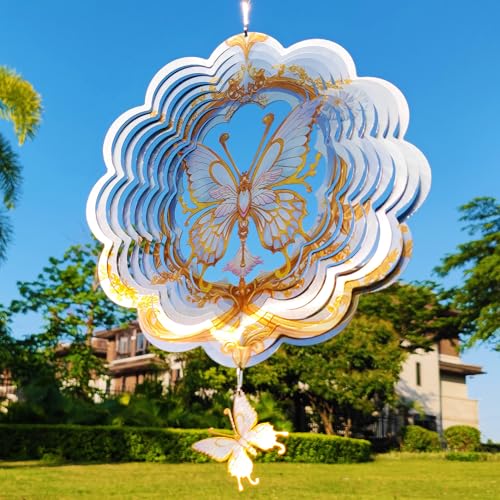 DJUAN Butterfly Wind Spinners- Birthday Gifts for Women Mom Grandma Wife - color: Golden Butterfly