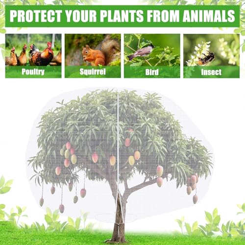 1 Pcs Large Fruit Tree Netting 14 X 18 Ft with Zipper Drawstring - size: 14 x 18 ft