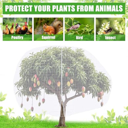 1 Pcs Large Fruit Tree Netting 14 X 18 Ft with Zipper Drawstring - size: 14 x 18 ft