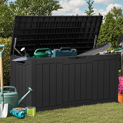 YITAHOME 80 Gallon Resin Deck Box - color: Black, size: 80 Gallon