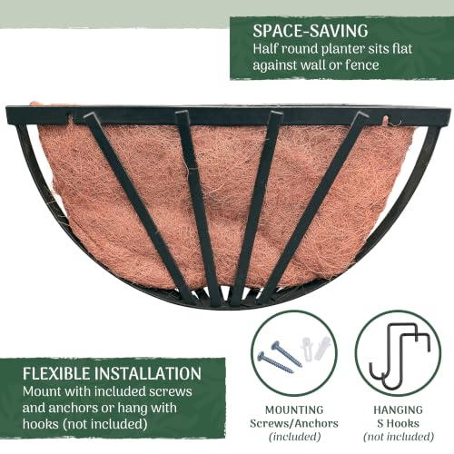Arcadia Garden Products 1527 Half Round Circle Wall Mounted Planters with Coco Liner 16"