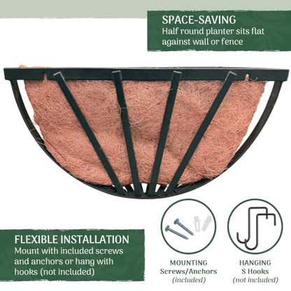 Arcadia Garden Products 1527 Half Round Circle Wall Mounted Planters with Coco Liner 16"