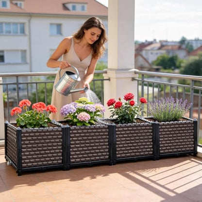 Large Planters for Outdoor Plants 14" Tall Planter Box, 62.9"L x 15.7"W - size: 62.9"(l) X 15.7"(w) X 14.2"(h)