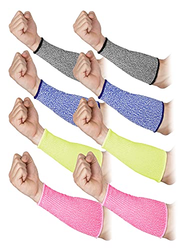 SATINIOR 4 Pairs Cut Resistant Arm Sleeves, Grey, Blue, Pink, Yellow - color: Grey, Blue, Pink, Yellow