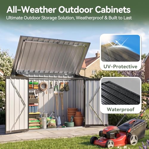 Aoxun Outdoor Storage Cabinet 35 Cu.Ft Metal Storage Shed with Floor