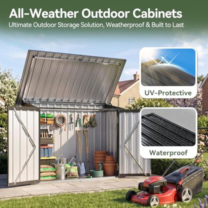 Aoxun Outdoor Storage Cabinet 35 Cu.Ft Metal Storage Shed with Floor