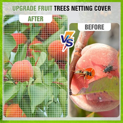 10 X 10FT Large Fruit Tree Netting, Tree Nets for Fruit Trees with Zipper and Drawstring, Insect Netting Barrier for Garden Blueberry Bushes Cherry Peach Apple Protection from Squirrels Birds Pests - size: 10FT x 10FT